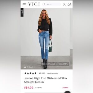 NWOT Jeanne High Rise Distressed Slim Straight Denim